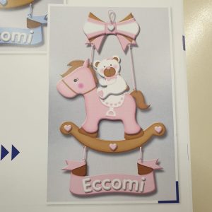 Fiocco nascita in legno rosa